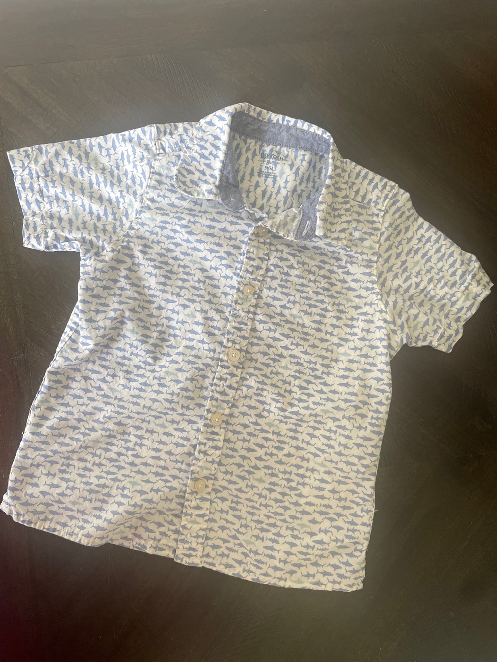 OshKosh B'gosh White Shirt with Light Blue Shark Print